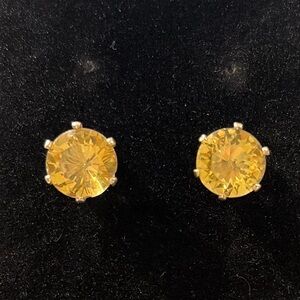 Classic Yellow Crystal diamond look Round Stud Earrings